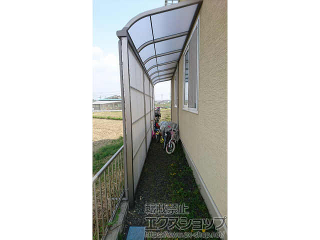 愛知県豊田市ののストックヤード スピーネストックヤードR型 波板タイプ スクリーン仕様 積雪〜20cm対応 施工例