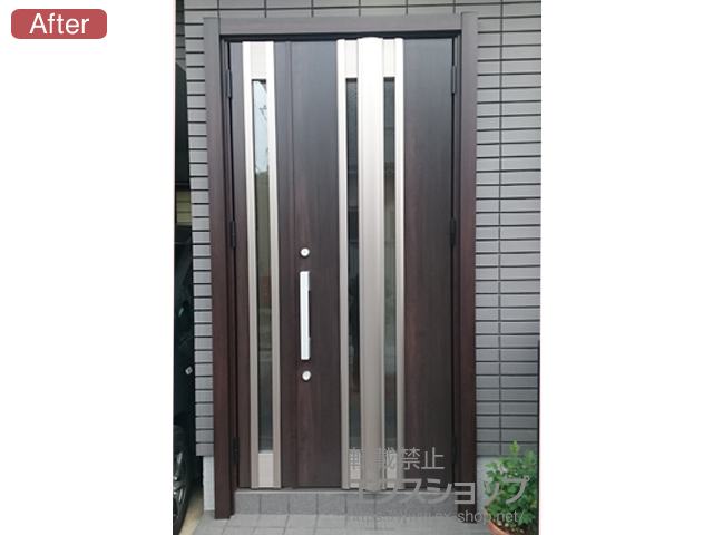 京都府京都市のLIXIL リクシル（トステム）の玄関ドア リシェント 玄関ドア3 断熱K4仕様 手動 親子仕様(ランマ無)R G77型 施工例