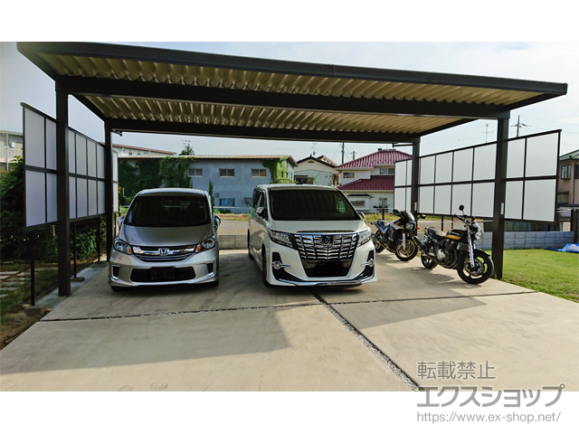 千葉県鎌ケ谷市のLIXIL リクシル（トステム）のカーポート テリオスポートIII 1500 3台用 角柱4本柱 積雪〜50cm対応 施工例
