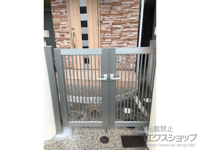 兵庫県神戸市のの門扉 プレシオス門扉 縦格子 両開き 施工例