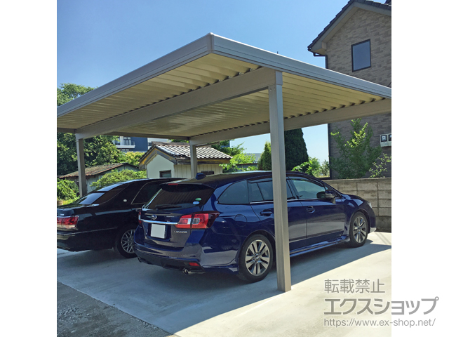 埼玉県羽生市のLIXIL リクシル（トステム）のカーポート テリオスポートIII 2台用 角柱4本柱 積雪〜50cm対応 施工例