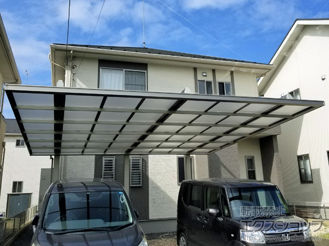 茨城県つくば市ののカーポート ダブルフェース 積雪〜20cm対応 背面支持タイプ 施工例