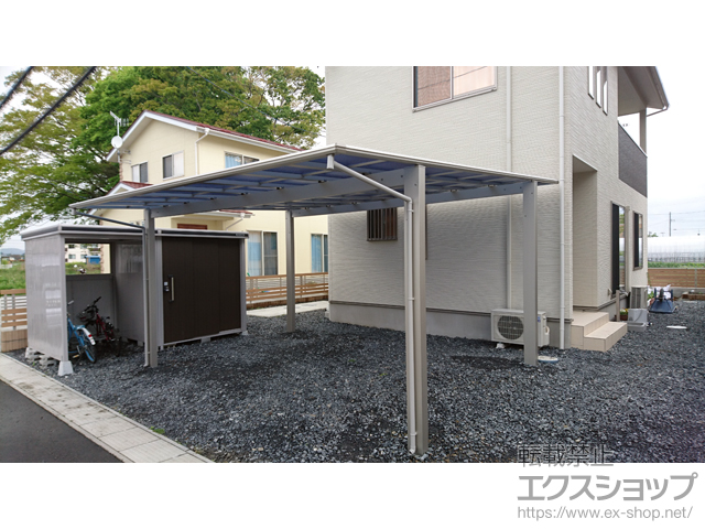 宮城県登米市ののカーポート エフルージュ ツイン 積雪〜20cm対応 施工例