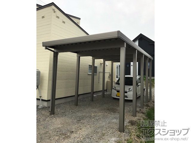 北海道旭川市のlixil リクシル トステム カーポート施工例 テリオスポートiii 6000 奥行延長 角柱10本仕様 積雪 0cm対応 1