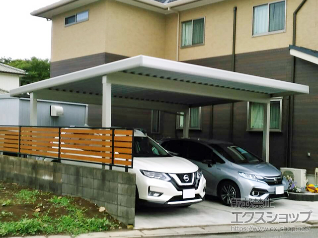 埼玉県北足立郡伊奈町ののカーポート レオンポートneo 2台用 角柱4本仕様 積雪〜50cm対応 施工例
