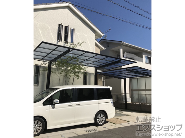 福岡県福岡市ののカーポート ネスカF (フラットスタイル) 積雪〜20cm対応 ※外観右側取り付け 施工例