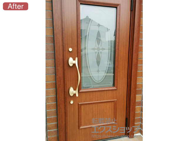 愛知県日進市のLIXIL リクシル（トステム）の玄関ドア リシェント 玄関ドア3 断熱K4仕様 手動 片開き仕様(ランマ無)R C15型 施工例
