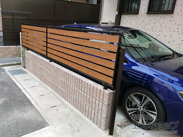 京都府京都市ののフェンス・柵 モクアルフェンス 横板タイプ 自由柱 施工例