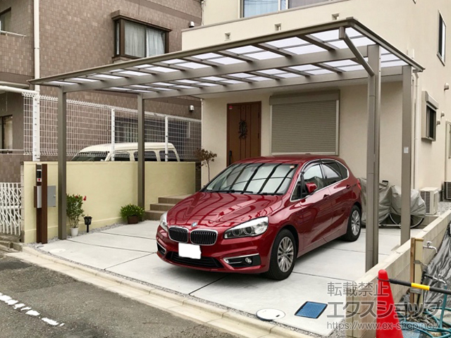 東京都世田谷区ののカーポート フーゴF (フラットスタイル) ワイド 積雪〜20cm対応 施工例