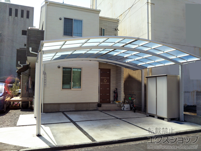 静岡県静岡市ののカーポート ネスカR (ラウンドスタイル) ワイド 積雪〜20cm対応 施工例