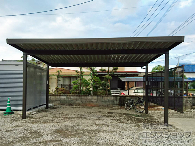 佐賀県杵島郡白石町のLIXIL リクシル（トステム）のカーポート テリオスポートIII 900 2台用 角柱4本柱 積雪〜30cm対応 施工例