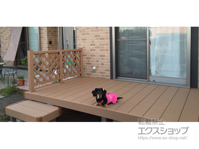 岐阜県美濃市ののウッドデッキ マージウッドデッキ＋マージウッドデッキ ラティスデッキフェンス＋独立式リウッドステップ2型 施工例