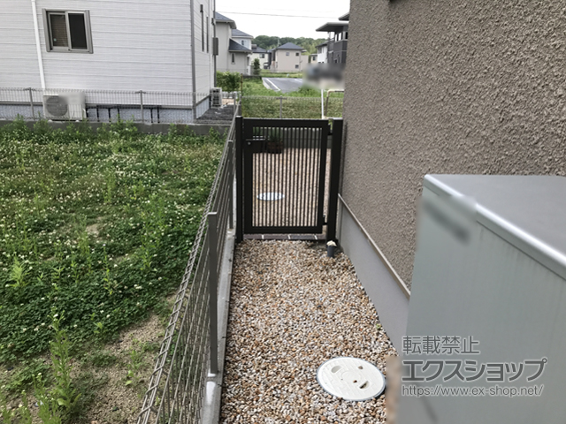 滋賀県野洲市のの門扉 プレスタ門扉 2型 細たて桟 片開き 柱使用 施工例