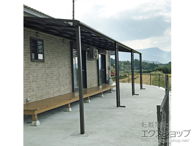 熊本県阿蘇郡南阿蘇村ののテラス屋根 ＜北側＞スピーネ F型 テラスタイプ 3連棟 積雪〜20cm対応 施工例