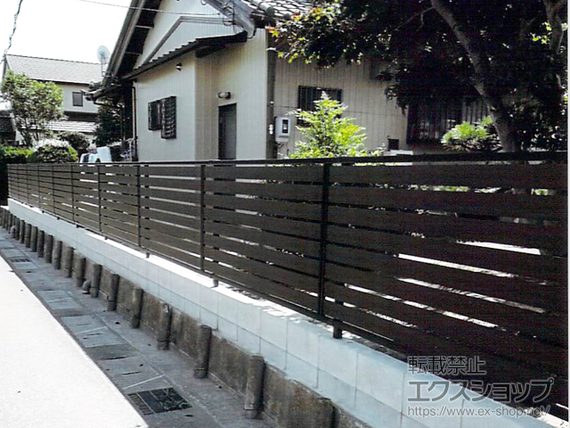 愛知県一宮市ののフェンス・柵 モクアルフェンス 横板タイプ 自由柱施工 施工例