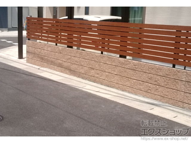 大阪府堺市ののフェンス・柵 ルシアスフェンスH02型 横板格子 自由柱施工 施工例