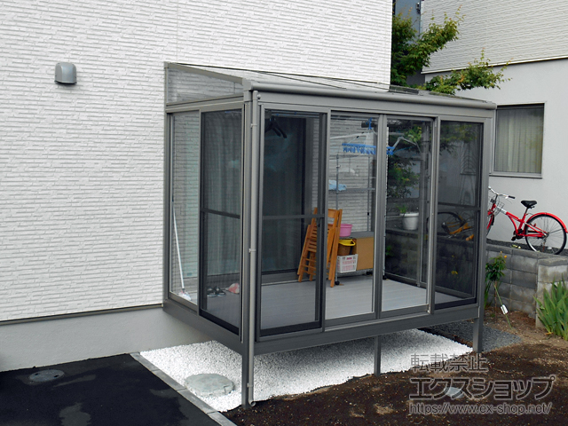 北海道札幌市ののテラス囲い・サンルーム サニージュ F型 床納まり ランマ無 積雪〜100cm対応 施工例