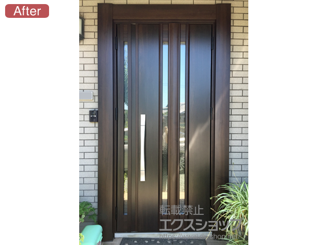 熊本県菊池市のLIXIL リクシル（トステム）の玄関ドア リシェント 玄関ドア3 断熱K4仕様 親子仕様(ランマ無)R G15型 ※タッチキー(キー付リモコン)仕様 施工例