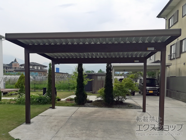 長野県中野市ののカーポート ジーポートneo Aタイプ 2台用 角柱4本仕様 積雪〜100cm対応 施工例