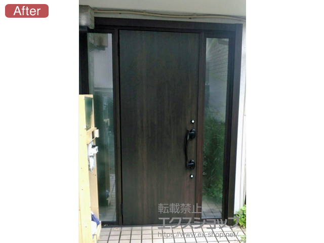 神奈川県横浜市のLIXIL リクシル（トステム）の玄関ドア リシェント 玄関ドア3 断熱K4仕様 手動 両袖仕様(ランマ無)L M17型 施工例