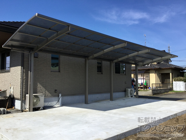 熊本県上益城郡益城町ののカーポート ネスカR (ラウンドスタイル) 縦連棟 積雪〜20cm対応 施工例