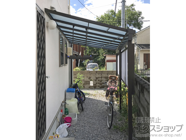 滋賀県近江八幡市ののテラス屋根 スピーネ F型 1500 テラスタイプ 単体 正面台形納まり 積雪〜50cm対応 施工例