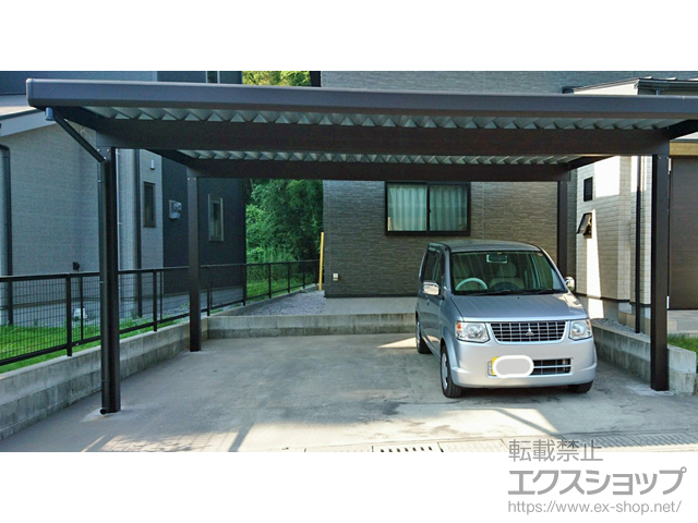 鹿児島県日置市ののカーポート レオンポートneo 2台用 角柱4本仕様 積雪〜50cm対応 施工例