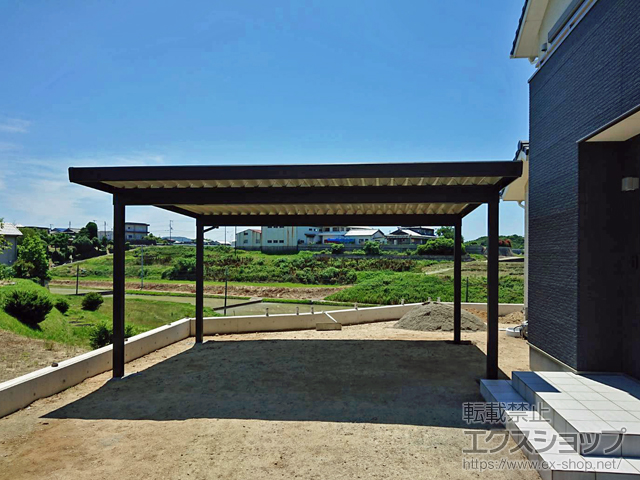 兵庫県南あわじ市のLIXIL リクシル（トステム）のカーポート テリオスポートIII 2台用 角柱4本 積雪〜50cm対応 施工例