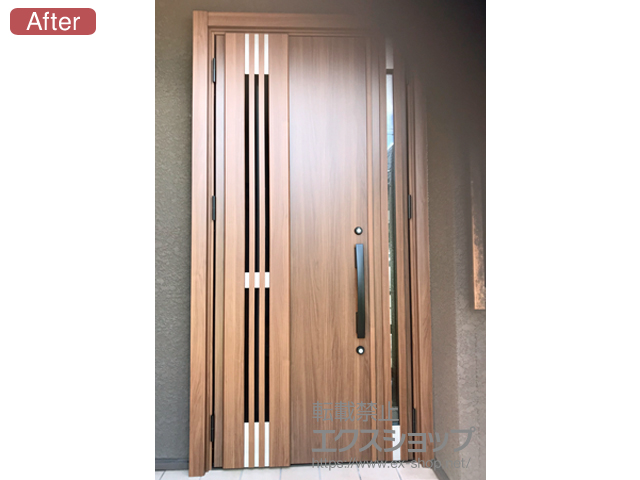 大阪府東大阪市のLIXIL リクシル（トステム）の玄関ドア リシェント 玄関ドア3 断熱K4仕様 手動 親子仕様(ランマ無)L M83型 施工例