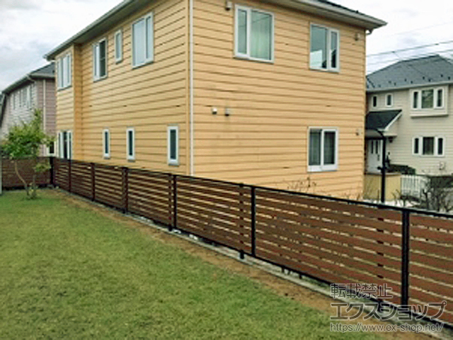 宮城県仙台市ののフェンス・柵 モクアルフェンス 横板タイプ 自由柱施工 施工例