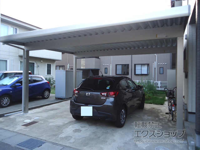 石川県小松市ののカーポート ジーポートneo Aタイプ 2台用 角柱4本 積雪〜100cm対応 施工例