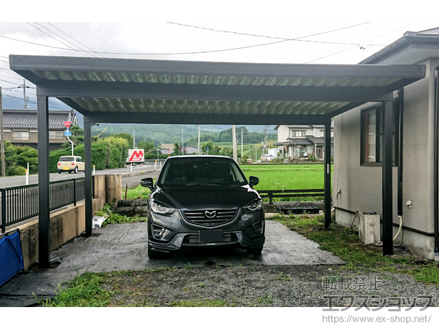 岡山県勝田郡奈義町のLIXIL リクシル（トステム）のカーポート テリオスポートIII 1500 2台用 角柱4本仕様 積雪〜50cm対応 施工例