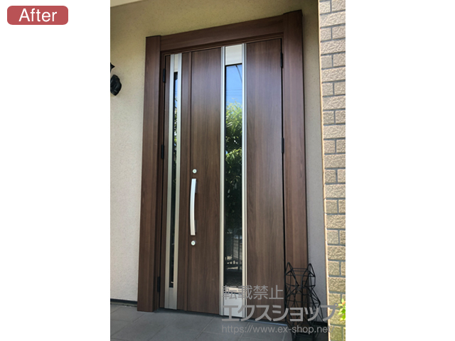 神奈川県横浜市のLIXIL リクシル（トステム）の玄関ドア リシェント 玄関ドア3 断熱K4仕様 親子仕様(ランマ無)R Ｍ77型 施工例