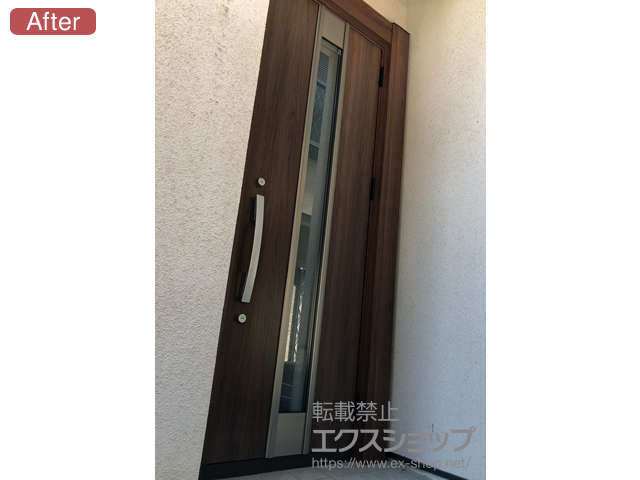 神奈川県横浜市のLIXIL リクシル（トステム）の玄関ドア リシェント 玄関ドア3 断熱K4仕様 片開き仕様(ランマ無)R Ｍ77型 施工例