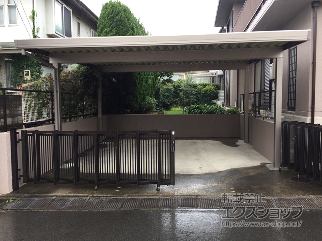 東京都町田市のLIXIL リクシル（トステム）のカーポート テリオスポートIII 2台用 角柱4本 積雪〜50cm対応 施工例