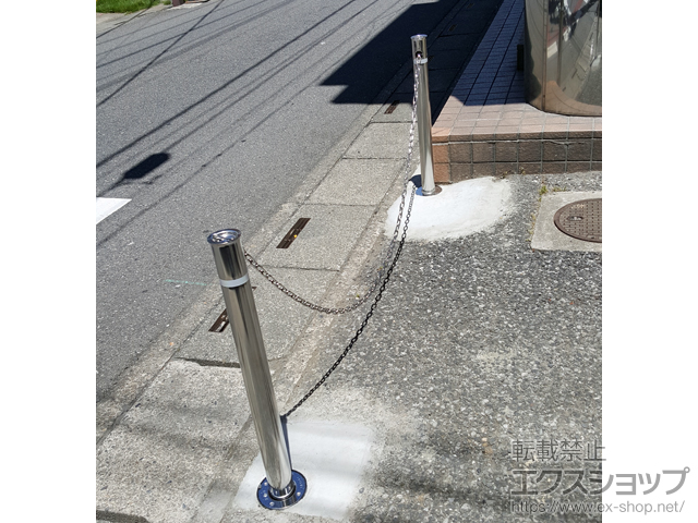 埼玉県さいたま市ののフェンス・柵 ポールBP チェーン内蔵型 上下式 バリアフリー仕様 施工例