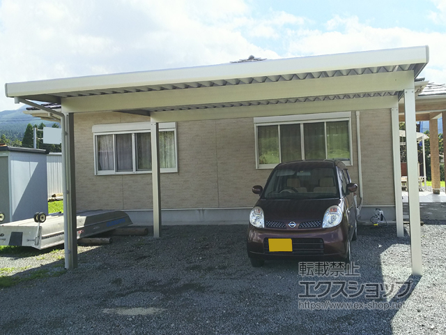 熊本県阿蘇郡南阿蘇村ののカーポート レオンポートneo 2台用 角柱4本柱 積雪〜50cm対応 施工例