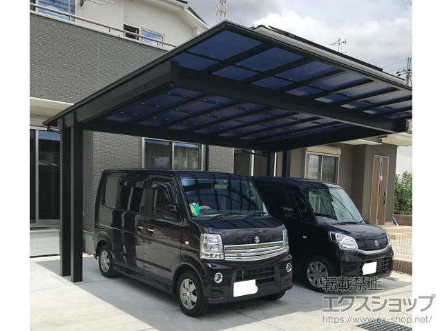 奈良県大和高田市ののカーポート エフルージュツインEX 後方支持タイプ 積雪〜20cm対応 施工例