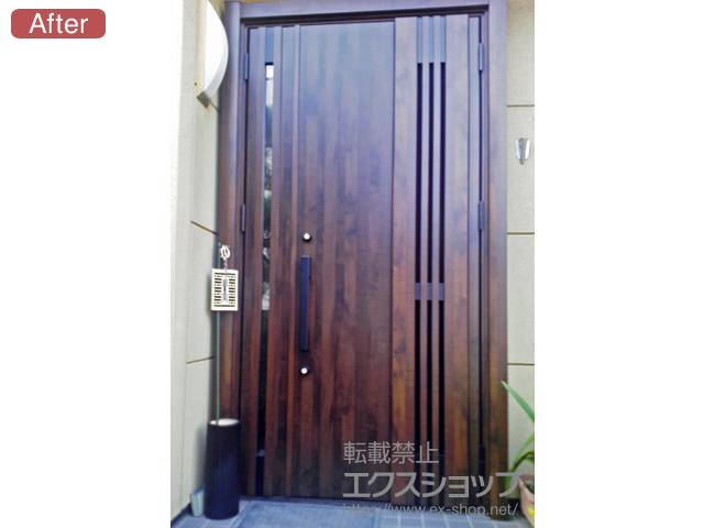 愛知県名古屋市のLIXIL リクシル（トステム）の玄関ドア リシェント 玄関ドア3 断熱K4仕様 手動 親子仕様(ランマ無)R M83型 施工例