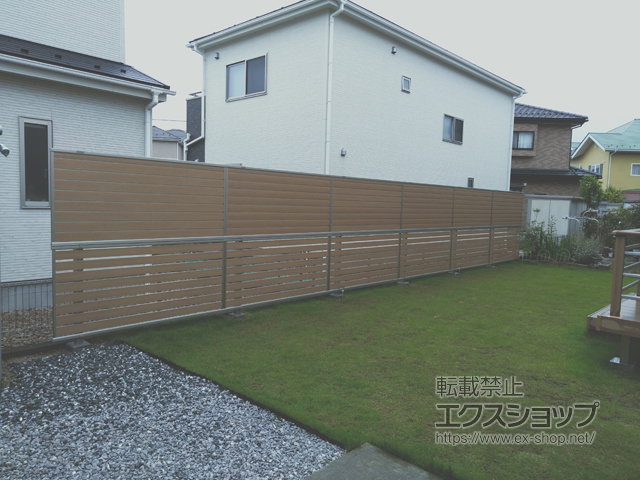 宮城県名取市ののフェンス・柵 ルシアスフェンス　自立建て用2段支柱施工（F02型＋F04型） 施工例