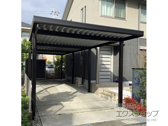 滋賀県長浜市ののカーポート ジーポートneo Aタイプ 縦連棟 角柱8本柱 積雪〜100cm対応 施工例