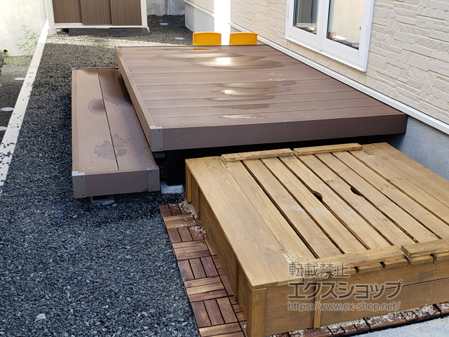 北海道札幌市ののウッドデッキ リウッドデッキ 200＋リウッドデッキ200　段床セット　正面タイプ　1段 施工例
