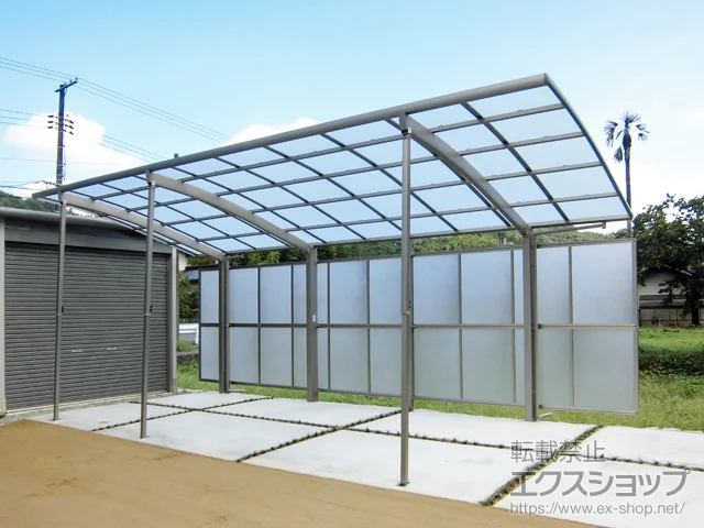 広島県三原市のLIXIL(リクシル)のカーポート ネスカR (ラウンドスタイル) 延長 積雪～20cm対応 施工例