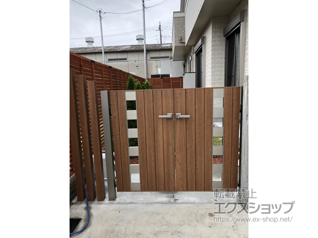 埼玉県三郷市のの門扉 フレイナ門扉 SW型 両開き 門柱タイプ 施工例