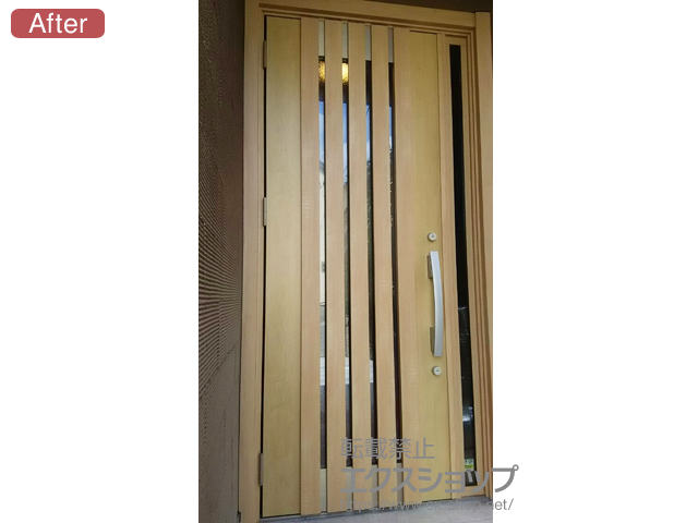 大阪府寝屋川市のLIXIL リクシル（トステム）の玄関ドア リシェント玄関ドア3 断熱K4仕様 手動 片袖仕様(ランマ無)L M27型 施工例