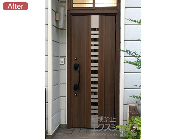 兵庫県神戸市のLIXIL リクシル（トステム）の玄関ドア リシェント玄関ドア3 断熱K4仕様 手動 片開き仕様(ランマ無)R G82型 施工例