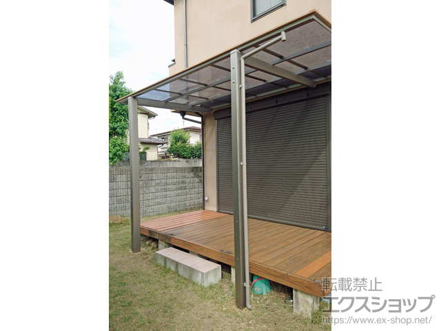 大阪府堺市ののテラス屋根 フーゴF 独立テラスタイプ 単体 木調色 積雪〜20cm対応 施工例