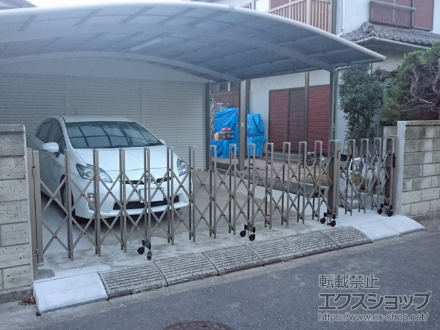 千葉県習志野市ののカーゲート トリップゲート RB型 ノンレール 片開き親子 54ＤＯ5(13Ｓ+41Ｔ) 施工例