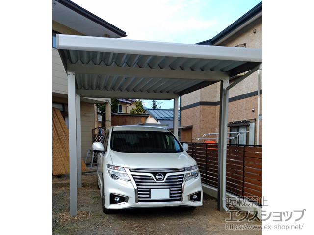 福島県喜多方市ののカーポート ジーポートneo Aタイプ 角柱4本柱 積雪〜100cm対応 施工例