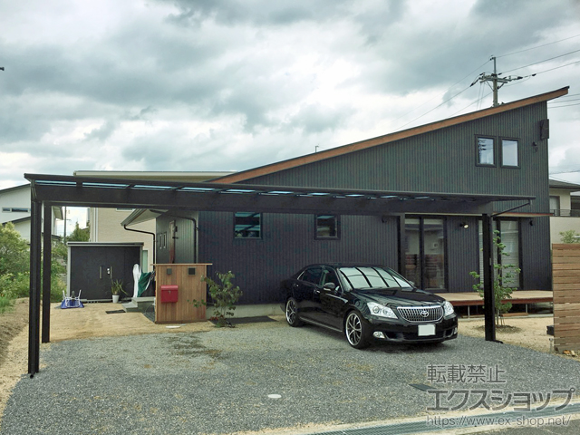 岡山県赤磐市ののカーポート エフルージュ トリプル 積雪〜20cm対応 施工例